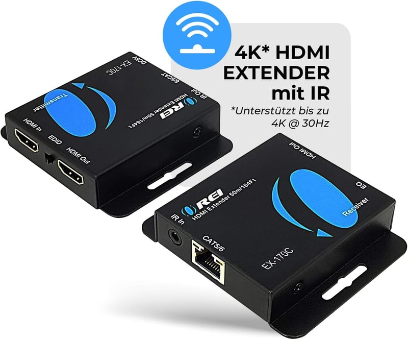 OREI 4K HDMI Ethernet Extender CAT5/CAT6/CAT7 50m IR Loop Out