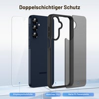 Husă ORETECH pentru Samsung Galaxy A16 cu 2 folii de sticlă securizată, husă de protecție din silicon negru-transparent 3