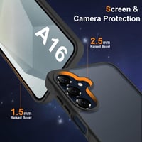 Husă ORETECH pentru Samsung Galaxy A16 cu 2 folii de sticlă securizată, husă de protecție din silicon negru-transparent 5