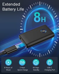 ORIA Bluetooth 5.3 AUX Adapter - 2 az 1-ben Vezeték Nélküli Audio Vevő Hangszórókhoz, Autóhoz, Fejhallgatóhoz - 10m Hatótáv, CVC Zajszűrés,  5