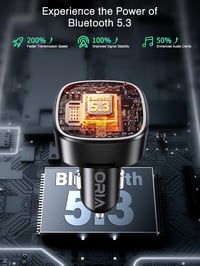ORIA Bluetooth FM Transzmitter Autóba - Kihangosító Mikrofonnal, 2 USB Töltővel, Zajszűréssel, MP3 Lejátszóval, iOS és Android Kompatibilis 2