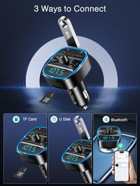 ORIA Bluetooth FM Transzmitter Autóba - Kihangosító Mikrofonnal, 2 USB Töltővel, Zajszűréssel, MP3 Lejátszóval, iOS és Android Kompatibilis 5