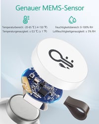 ORIA Bluetooth Hőmérő és Páratartalom Mérő Szett - 2 db Mini Vezeték Nélküli Szenzor Kijelzővel, Otthoni és Irodai Használatra, Kék 4