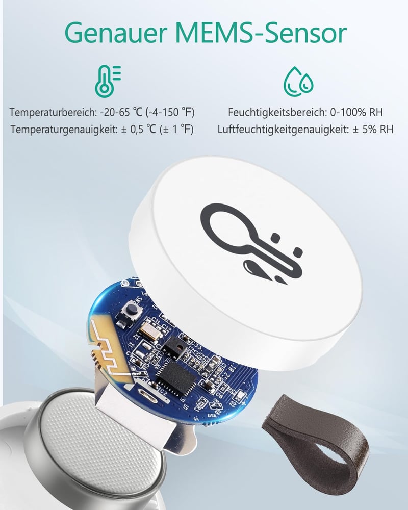 ORIA Bluetooth Hőmérő és Páratartalom Mérő Szett - 2 db Mini Vezeték Nélküli Szenzor Kijelzővel, Otthoni és Irodai Használatra, Kék