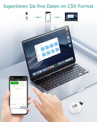 ORIA Bluetooth Hőmérő és Páratartalom Mérő Szett - 2 db Mini Vezeték Nélküli Szenzor Kijelzővel, Otthoni és Irodai Használatra, Kék 6