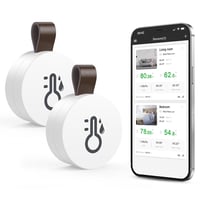 ORIA Bluetooth Hőmérő és Páratartalom Mérő Szett - 2 db Mini Vezeték Nélküli Szenzor Kijelzővel, Otthoni és Irodai Használatra, Kék 1