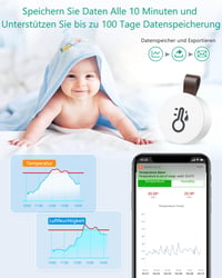 ORIA Bluetooth Hőmérő és Páratartalom Mérő Szett - 2 db Mini Vezeték Nélküli Szenzor Kijelzővel, Otthoni és Irodai Használatra, Kék 5