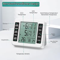 Digitálny teplomer do chladničky a mrazničky ORIA s 2 bezdrôtovými senzormi, monitorom vnútornej teploty, 3 zvukovými alarmami a záznamom min/max hodnôt 7