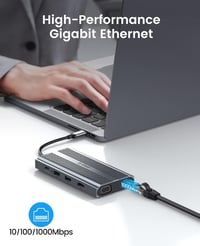 ORICO 12 az 1-ben USB-C dokkoló 4K HDMI VGA 100W PD 5 port Ethernet 6
