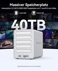 ORICO 5 csatornás RAID merevlemez ház 2.5" SATA SSD/HDD-hez USB 3.2 Gen 2 7