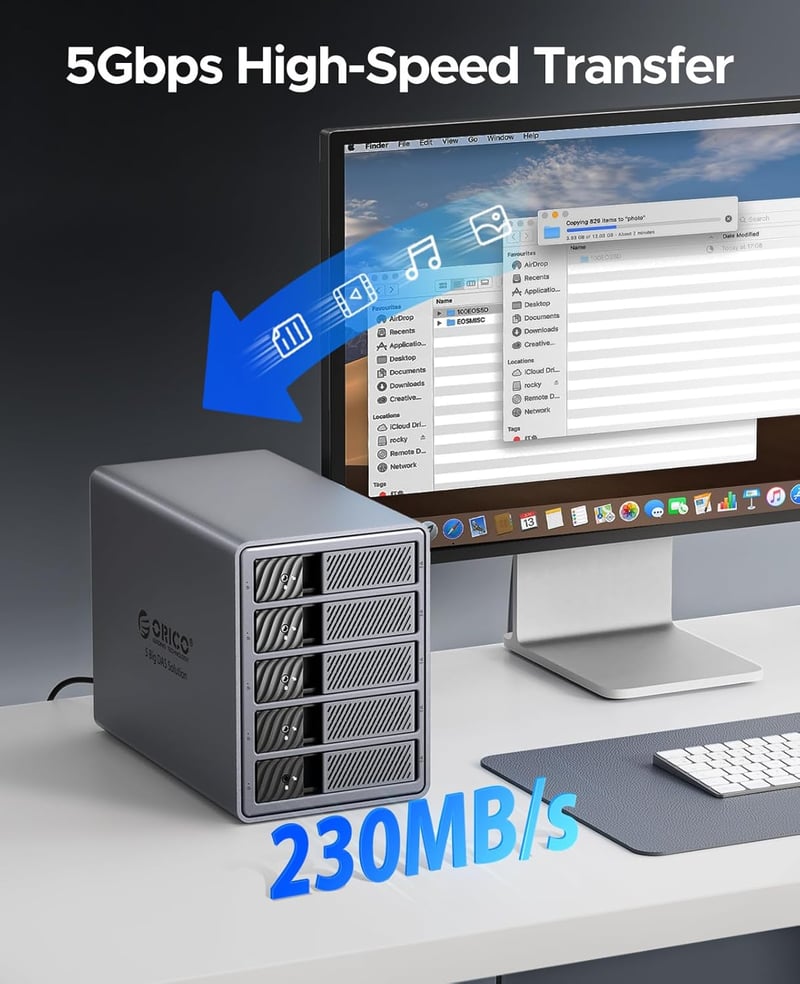 ORICO 5 merevlemez dokkoló állomás USB 3.0 alumínium ház 3.5 inch HDD-hez