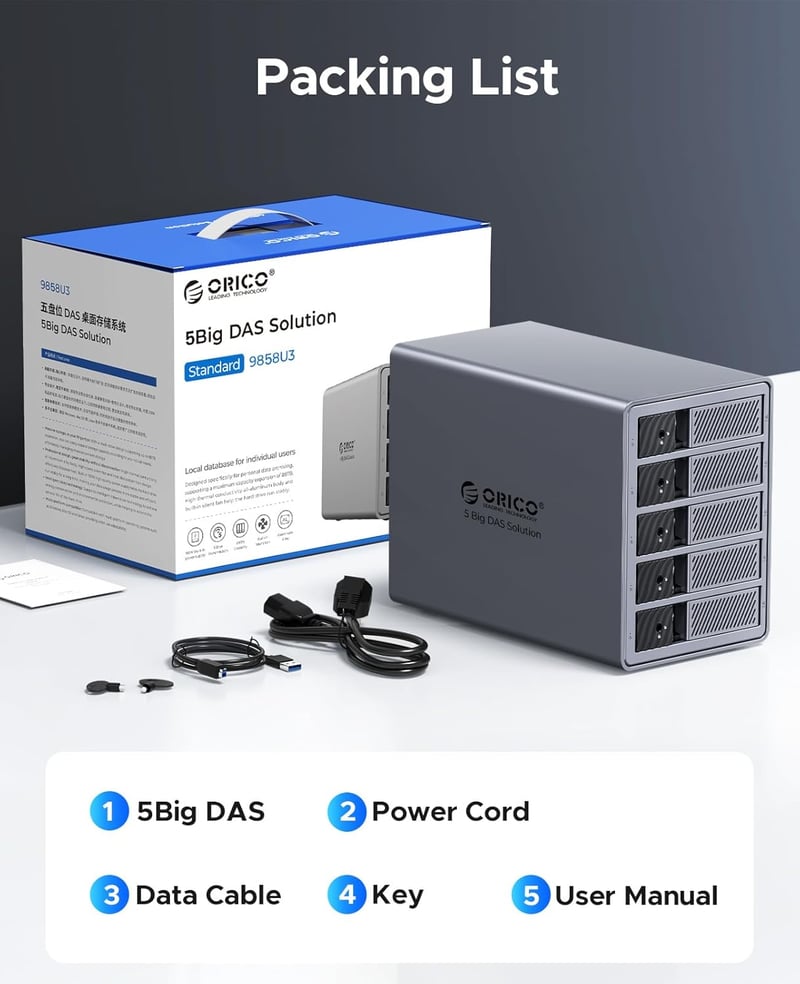 ORICO 5 merevlemez dokkoló állomás USB 3.0 alumínium ház 3.5 inch HDD-hez