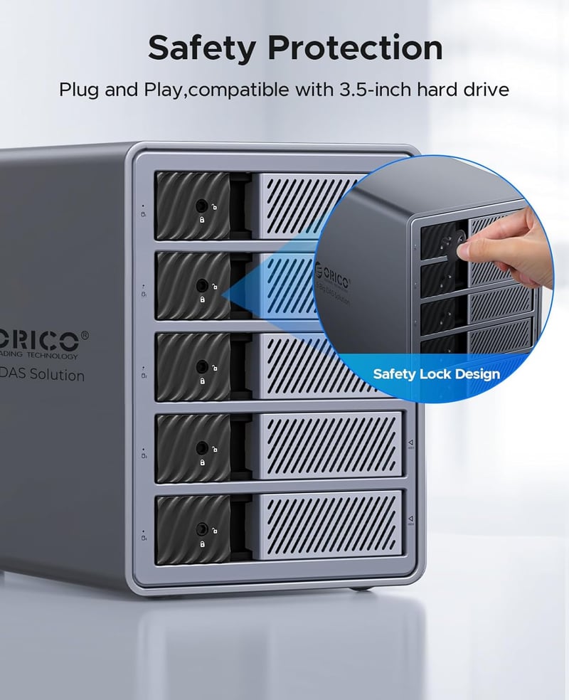 ORICO 5 merevlemez dokkoló állomás USB 3.0 alumínium ház 3.5 inch HDD-hez