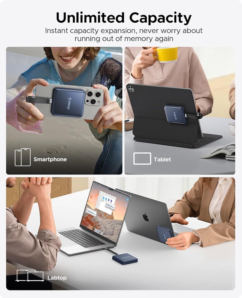 ORICO 512GB Mágneses Külső SSD USB 3.2 Gen 2 2000MB/s iPhone 15/16 Type-C
