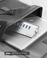 ORICO 7 portos USB C 3.2 Gen 2 hub 10 Gbps, 4 USB C, 2 USB A, 60W PD töltés 6