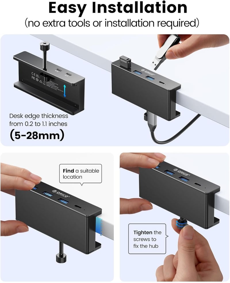 ORICO Aluminium USB 3.0 Hub 4 Port - 3x Type-A + 1x Type-C, 5 Gbps, 100cm Kábel