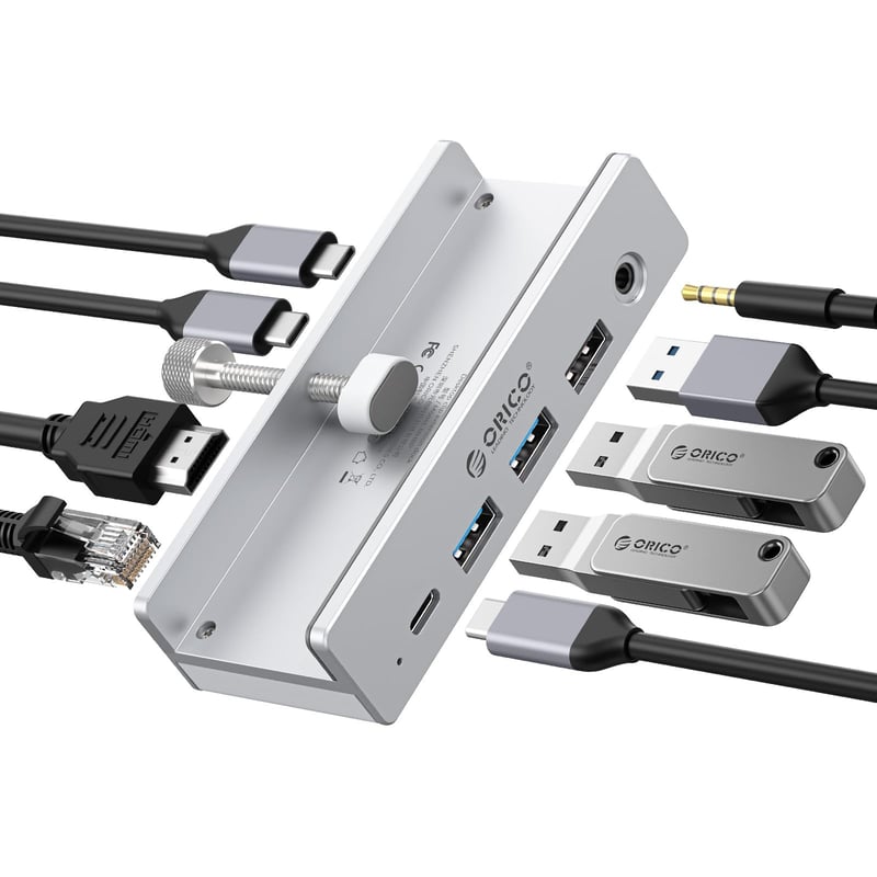 Dokovacia stanica ORICO Clip 8-v-1 USB-C, 4K 60Hz HDMI, PD 100W, Gigabit LAN, 10Gbps
