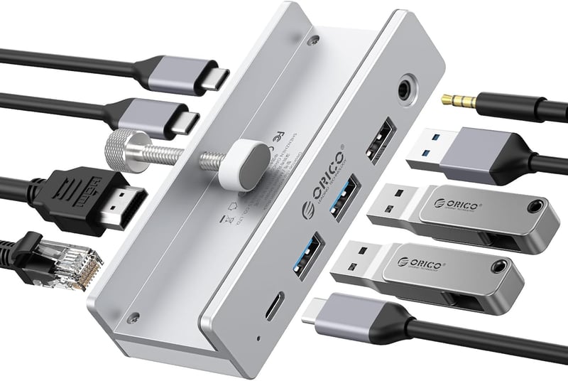 ORICO Clip 8 az 1-ben USB-C dokkoló, 4K 60Hz HDMI, PD 100W, Gigabit LAN, 10Gbps