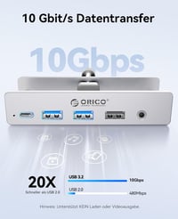 ORICO Clip 8 az 1-ben USB-C dokkoló, 4K 60Hz HDMI, PD 100W, Gigabit LAN, 10Gbps 4
