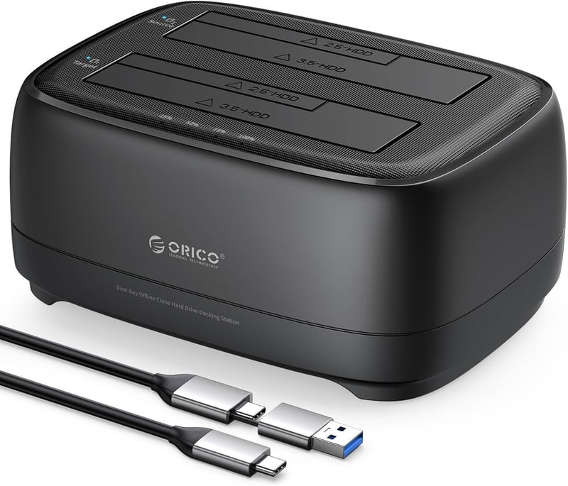 ORICO DD28C3-C kettős rekeszes HDD dokkoló állomás USB 3.1 Type-C - fekete