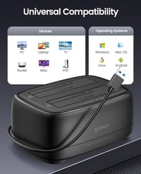 ORICO DD28U3-C Dvojšachtová dokovacia stanica pre HDD, USB 3.0, offline klonovanie, 2,5"/3,5" SATA HDD/SSD, podpora UASP, 2 x 18 TB 6