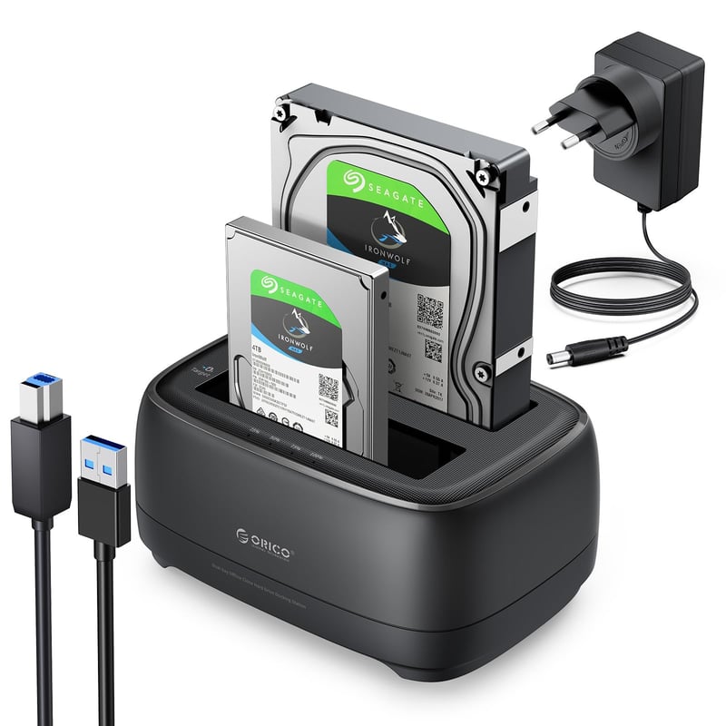 ORICO DD28U3-C Dvojšachtová dokovacia stanica pre HDD, USB 3.0, offline klonovanie, 2,5"/3,5" SATA HDD/SSD, podpora UASP, 2 x 18 TB
