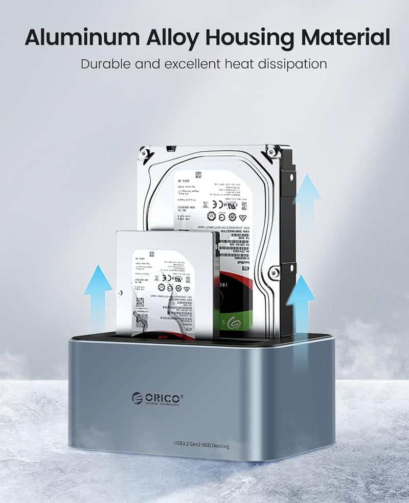 ORICO Dual HDD/SSD dokkoló állomás USB 3.2 Gen 2 alumínium 2,5/3,5 inch