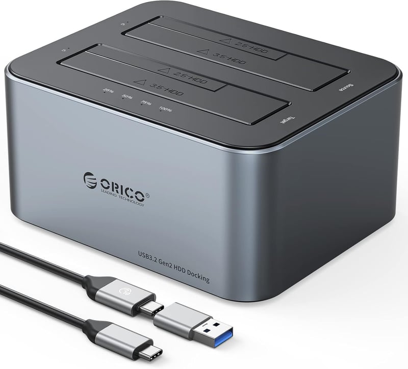 ORICO Dual HDD/SSD dokkoló állomás USB 3.2 Gen 2 alumínium 2,5/3,5 inch