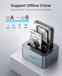 ORICO Dual HDD/SSD dokkoló állomás USB 3.2 Gen 2 alumínium 2,5/3,5 inch 3