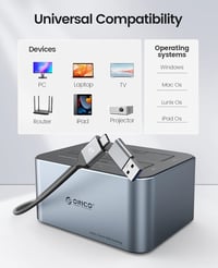 ORICO Dual HDD/SSD dokkoló állomás USB 3.2 Gen 2 alumínium 2,5/3,5 inch 6