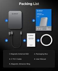 ORICO K5Plus 480GB hordozható külső SSD, USB-C 8