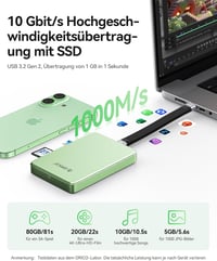 ORICO AP80F-BK mágneses M.2 NVMe SSD ház 6 az 1-ben hubbal, 10Gbps, PD 100W 3