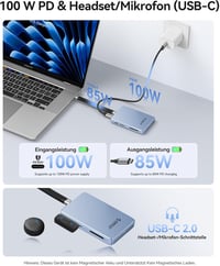 ORICO AP80F-BK mágneses M.2 NVMe SSD ház 6 az 1-ben hubbal, 10Gbps, PD 100W 5