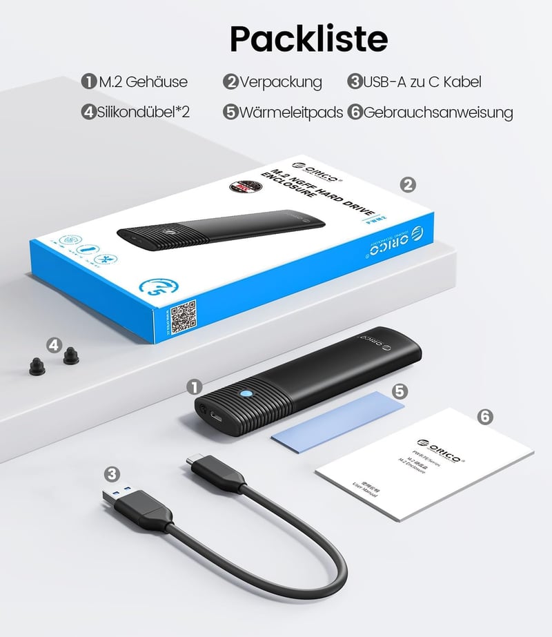 ORICO M.2 SATA SSD Külső Ház USB 3.2 Gen1 Alumínium Szerszám Nélkül