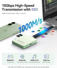 ORICO AP42F mágneses kártyaolvasó és M.2 SSD ház 5 az 1-ben, 10Gbps, PD 100W - fekete 3