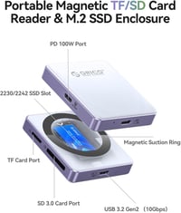 ORICO AP42F mágneses kártyaolvasó és M.2 SSD ház 5 az 1-ben, 10Gbps, PD 100W - fekete 2