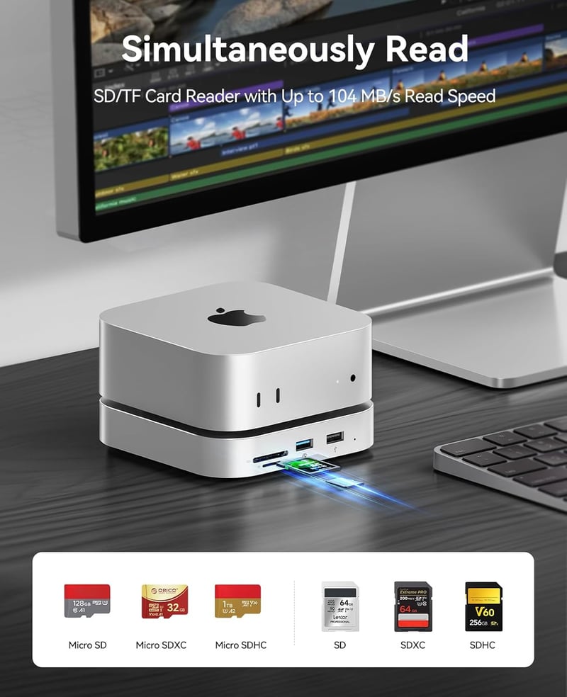 ORICO MiniLink Mac mini M4 dokkoló állomás SSD ház USB 3.0 SD kártyaolvasó