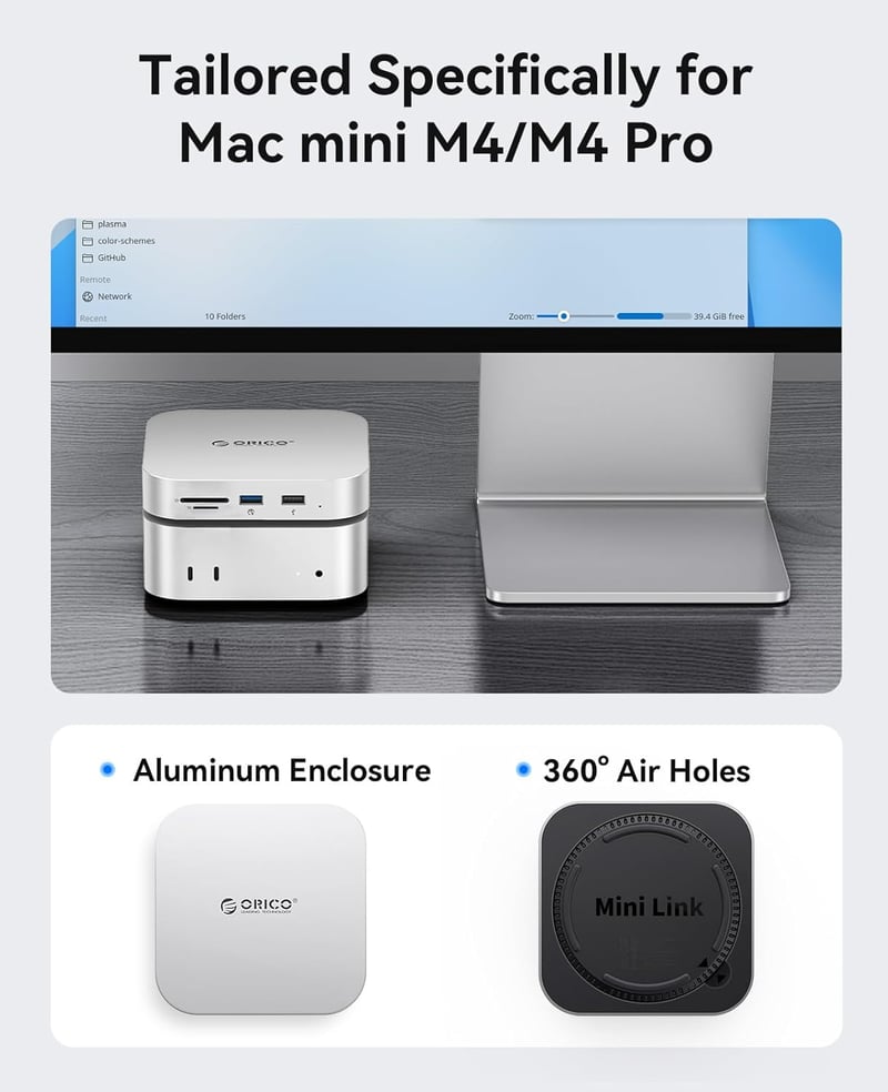 ORICO MiniLink Mac mini M4 dokkoló állomás SSD ház USB 3.0 SD kártyaolvasó