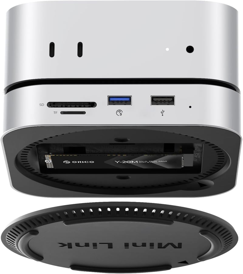 ORICO MiniLink Mac mini M4 dokkoló állomás SSD ház USB 3.0 SD kártyaolvasó