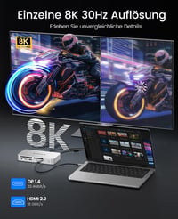 ORICO Thunderbolt 4 dokkoló állomás 12 az 1-ben, 40 Gbps, 85W+15W PD, dual 4K/8K, MacBook Air/Pro M4 4