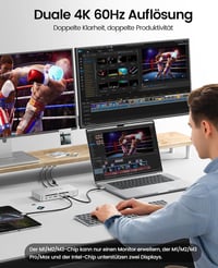 ORICO Thunderbolt 4 dokkoló állomás 12 az 1-ben, 40 Gbps, 85W+15W PD, dual 4K/8K, MacBook Air/Pro M4 6