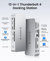 ORICO Thunderbolt 4 dokkoló állomás 12 az 1-ben, 40 Gbps, 85W+15W PD, dual 4K/8K, MacBook Air/Pro M4 3
