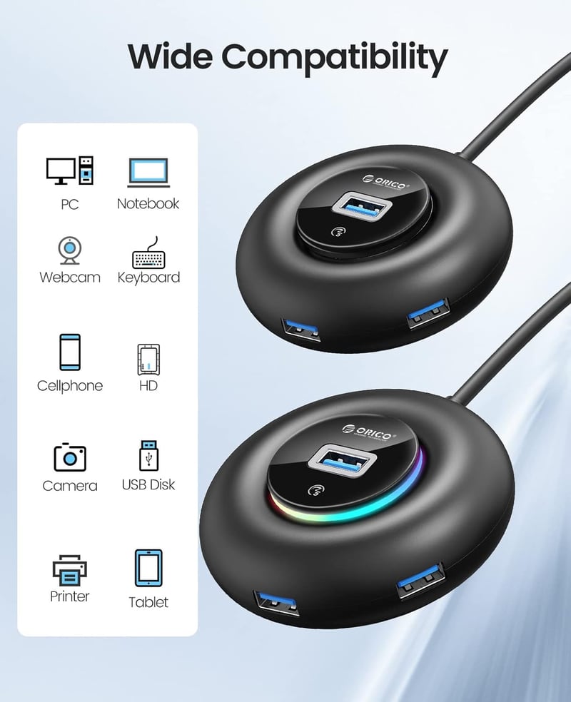 ORICO USB 3.0 Hub 4 portos elosztó külső tápellátással MacBook iMac XPS
