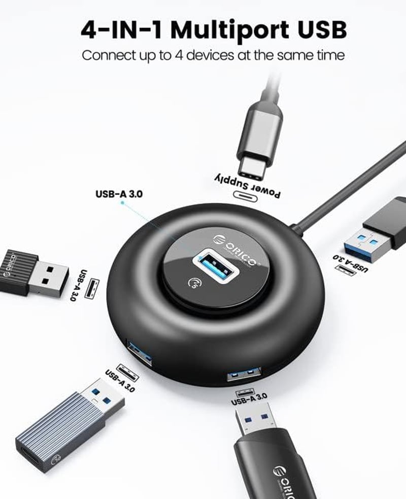 ORICO USB 3.0 Hub 4 portos elosztó külső tápellátással MacBook iMac XPS