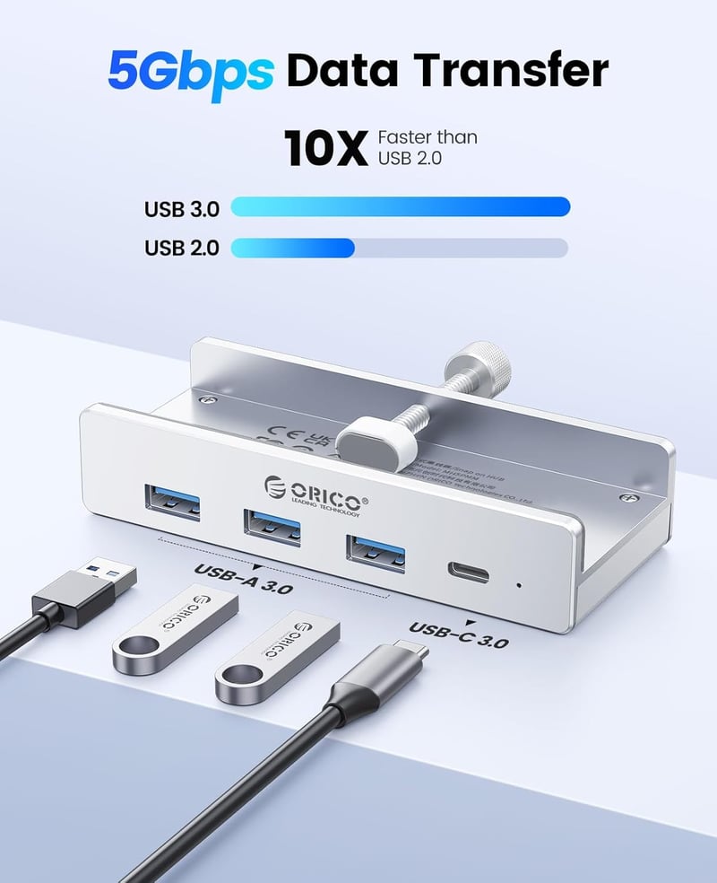 ORICO USB 3.0 Hub alumínium 4 portos elosztó 3 Type-A és 1 Type-C csatlakozóval