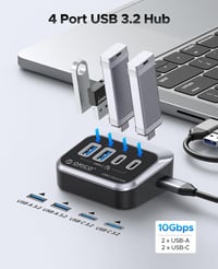 ORICO USB 3.2 Hub 4 portos USB-C és USB-A elosztó Mac kompatibilis 3