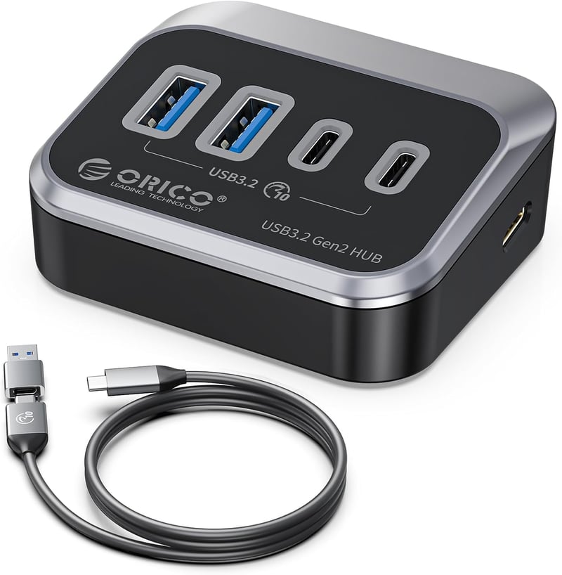 ORICO USB 3.2 Hub 4 portos USB-C és USB-A elosztó Mac kompatibilis