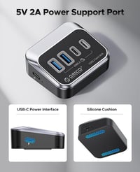 ORICO USB 3.2 Hub 4 portos USB-C és USB-A elosztó Mac kompatibilis 5