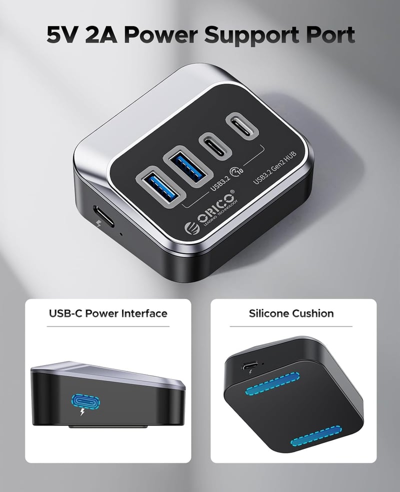 ORICO USB 3.2 Hub 4 portos USB-C és USB-A elosztó Mac kompatibilis