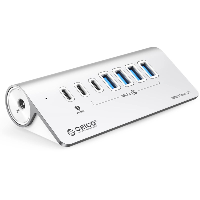 ORICO USB-C 3.2 Gen 2 Hub sa 7 priključaka, 10 Gbps, 4×USB-C, 2×USB-A, 60W PD, kabel 0,5 m